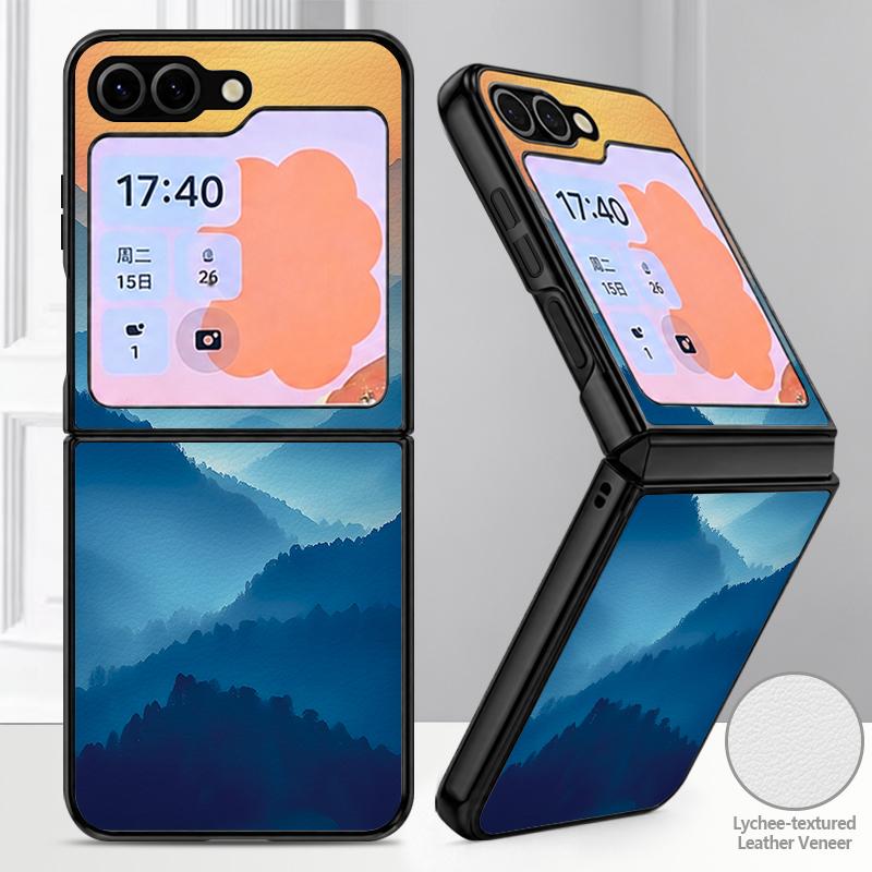 Чехол с пляжным пейзажем в стиле аниме для Samsung Galaxy Z Flip 8 7 6 5 Flip8 Flip7 Flip6 Роскошная кожаная накладка Жесткий чехол для складного телефона