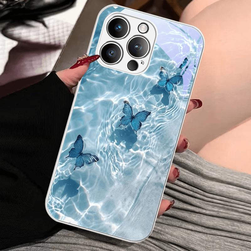 Роскошное закаленное стекло для чехла iPhone 16e iPhone16 Plus Жесткая ПК-стеклянная крышка для телефона для iPhone 14 15 11 Pro Max 12 13 Mini Бампер