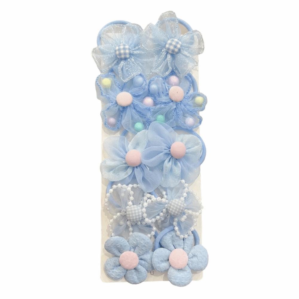 10pcs Colorful Children's Headband Set No Harm High Elastic Hair Rope Flower Hair Ties Daily Use