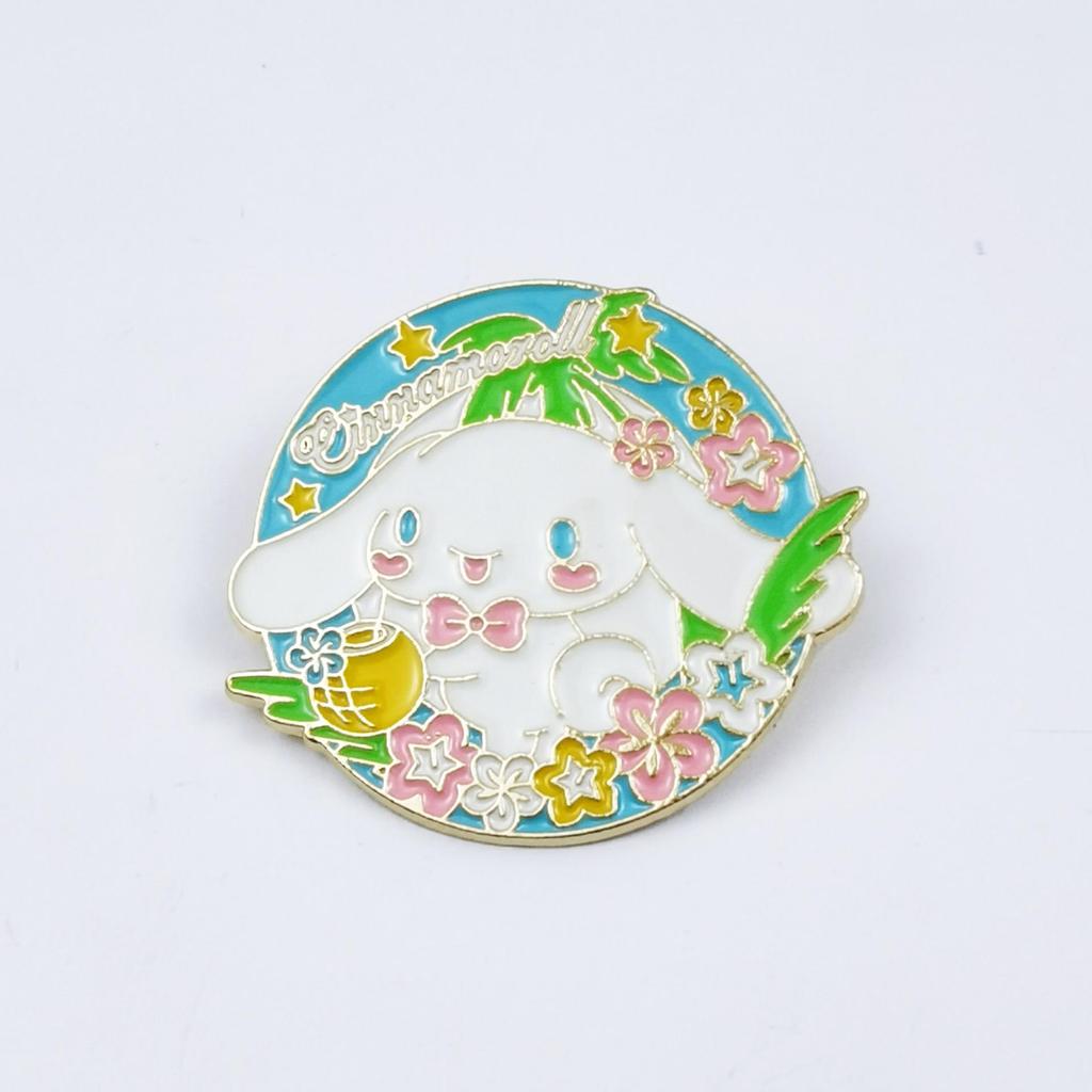 Kuromi & Cinnamoroll Cartoon Character Brooch - Cute Metal Badge with Oil Drop Design
