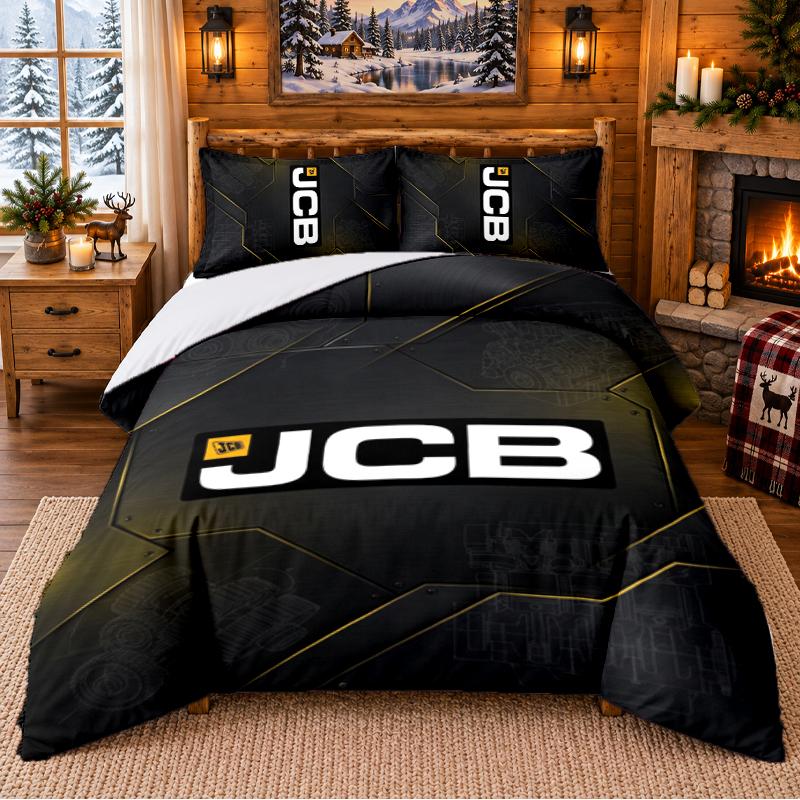 Printed 3Pcs Bedding Set JCB Pattern Bed Sheet Pillowcase For Bedroom Decor