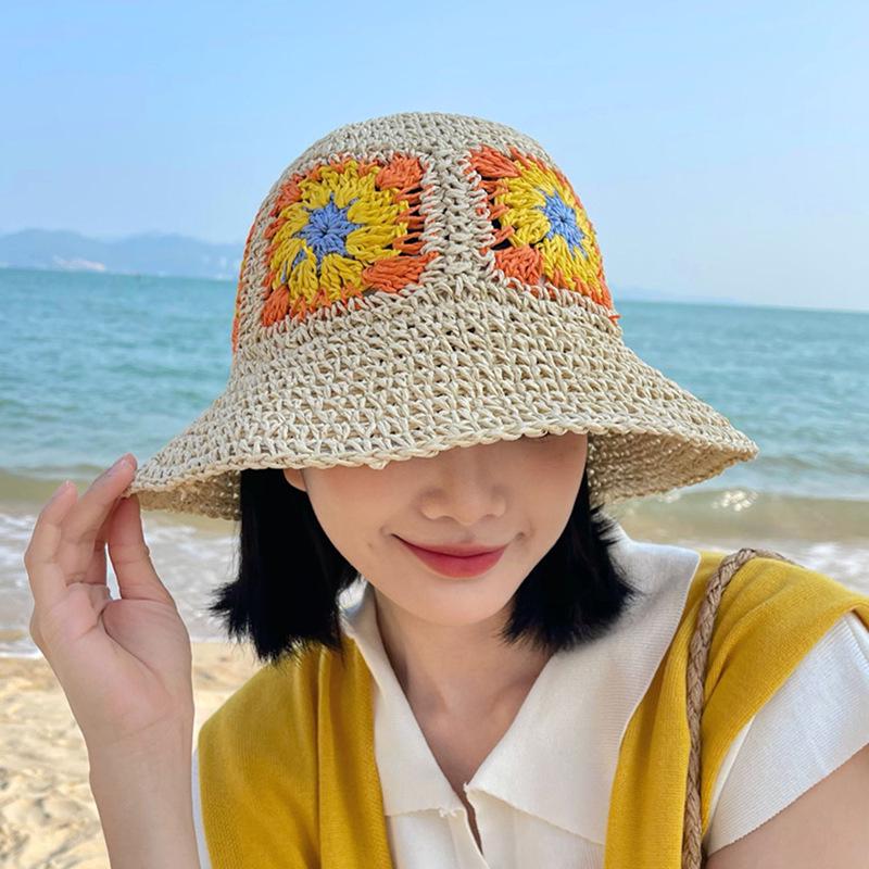 Women's Large Brim Foldable Breathable Straw Sun Hat for Summer Travel & Vacation