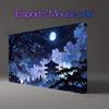 Anime Pagoda Moon Night Large Mouse Pad Xxl Full Moon Sakura Branches Misty Japanese Temple Starry Dark Blue Sky Fantasy Night