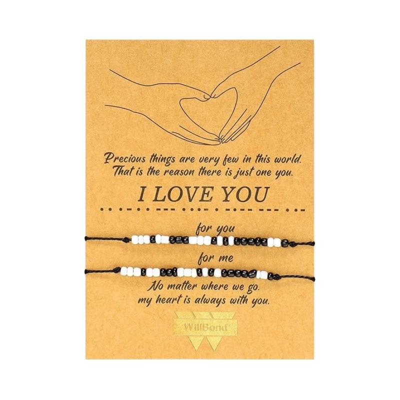 Браслет JYL TS Богемский плетеный азбукой Морзе с карточкой Призывает Тайну и Связь