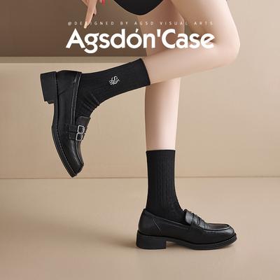 Женские лоферы Augustine 2025 новая весна и осень черные темпераментный британский стиль кэжуал мода маленькие кожаные туфли