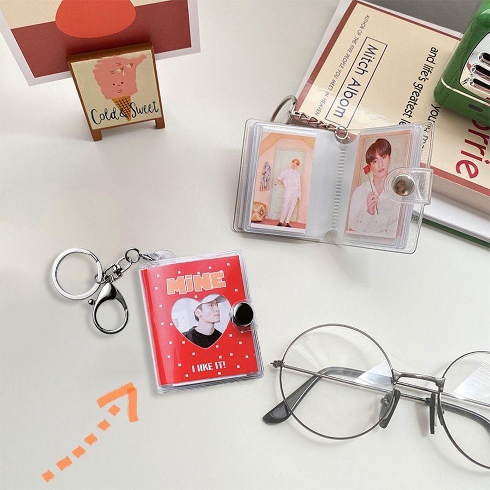 Portable 2 Inch Mini Photo Albums 20 Pockets Love Heart Photos Holder PVC Hollow Name Card Book