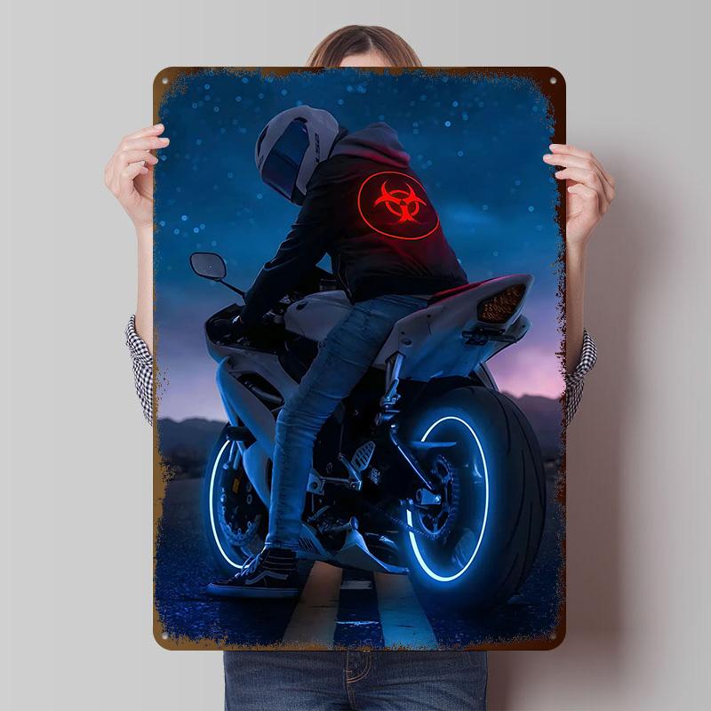 Motorbike Metal Poster Customized Wall Art Retro Vintage Tinplate Signs for Man Cave Gaming Room Decoration Aesthetic House Home