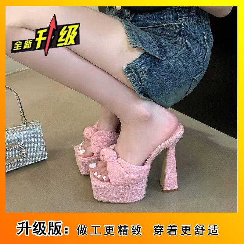 Show Leg Length, Super High Heel Height, Cool Slippers 2025 Autumn New Models, Hate Sky High Waterproof Table Sandals, Female Model Catwalk Shoes