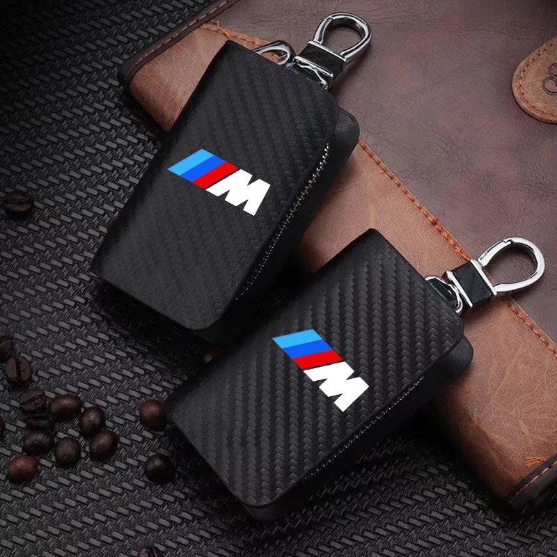 XPOV8 Car Case Keys Pouch Carbon Fiber Fabric Keychain Bag For BMW M Power X1 e84 X3 f25 X5 e53 x6 e71 ix3 i3 320i 330d M4 1 3 Series