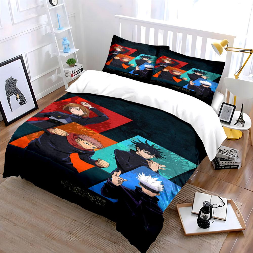 Anime characters with vibrant backgrounds. Bedding sets Duvet cover sets Duvet covers Pillowcases(1*Duvet Cover 2*Pillowcases without duvet insert)