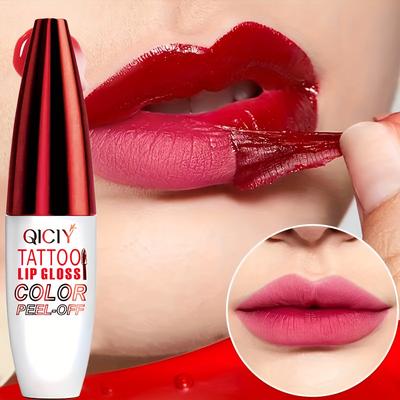 QICY Tattoo Lip Gloss Peel-Off Стойкая увлажняющая жидкая губная помада с водостойким антипригарным покрытием Глянцевая отделка Питательная