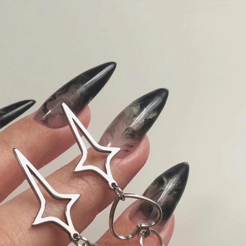 Новые модные серьги-капли в стиле панк с полые сердечками и звездами, крутые женские серьги-крестики для женщин, подарки для девочек, ювелирные изделия