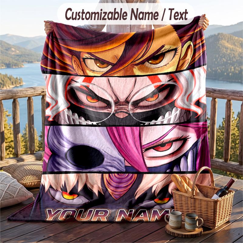 Custom Text Flannel Throw Blanket, Lightweight Cozy Bed Sofa BlanketDandadan