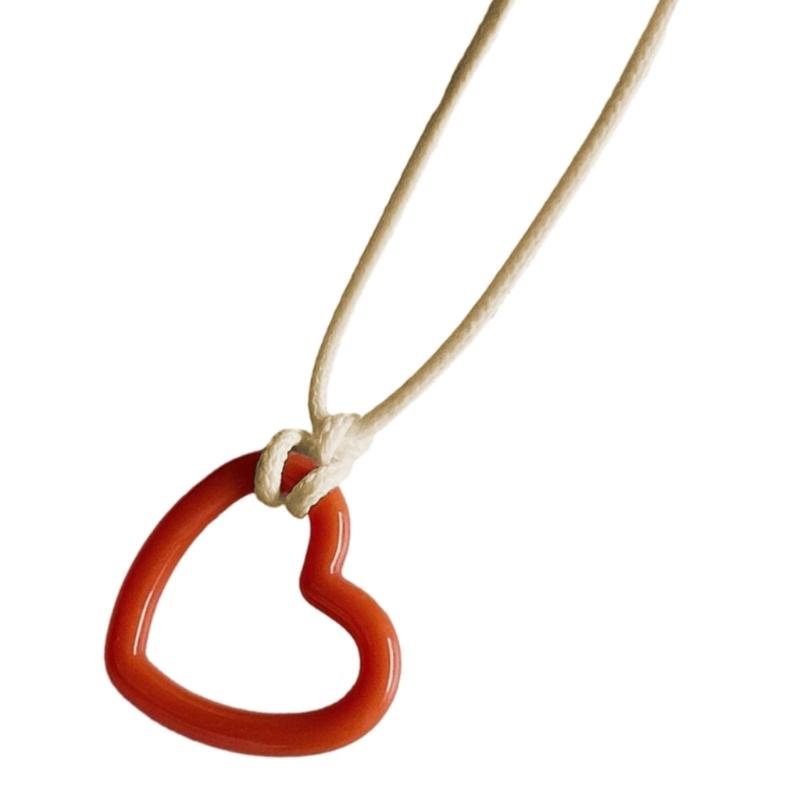 Sweet Hollow Heart Pendant Necklace Party Jewelry Fashion Statement Choker Simple Colorful Cord Collar Necklace