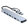 7 In 1 Type C Hub 5W Charging Plug and Play Aluminum Alloy USB Docking Station for Keyboards PC