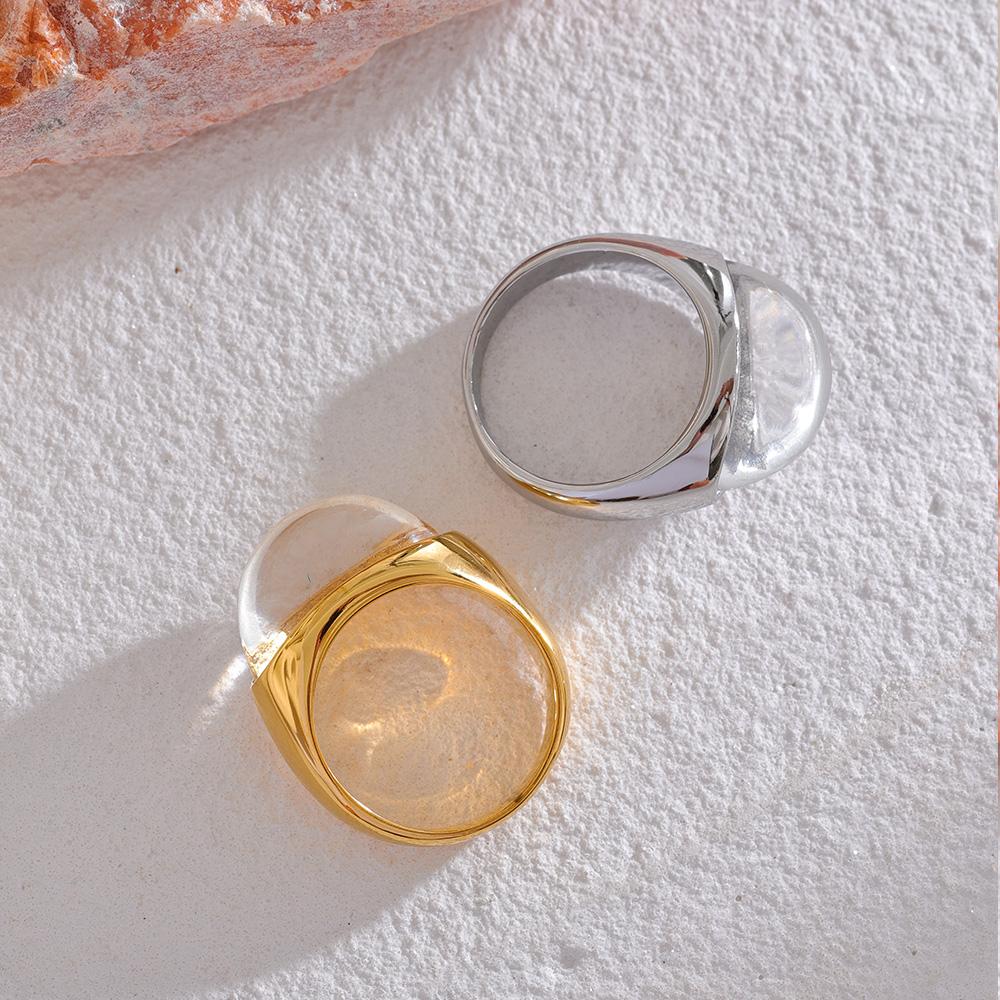 Eetit Creative Resin 316L Stainless Steel Geometric Cast Fashion Mysterious Ring Charm High Quality Jewelry