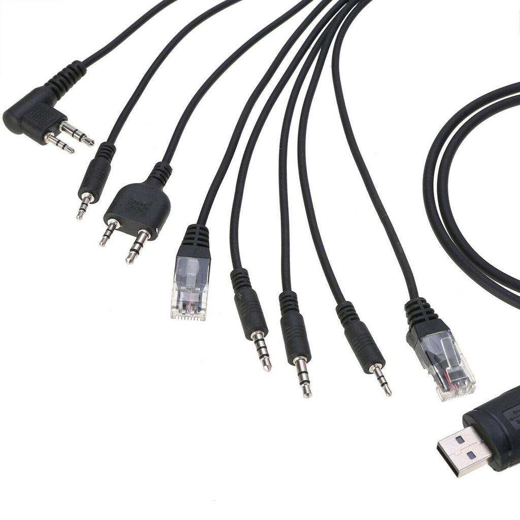 8 in 1 USB Programming Cable For Kenwood For Baofeng For Motorola For Yaesu Walkie Talkie Computer CD Software Two Way CB Radio