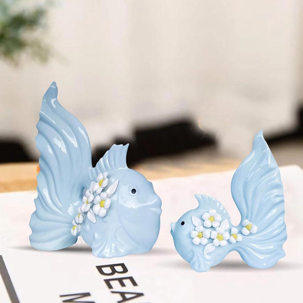 Modern Minimalist Sky Love Fish Art Figures | Beautiful Home Decor- (Set of 2 Pcs , Sky) Latest