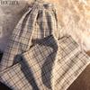 HOUZHOU Plaid Pants Women Chic Student Sweatpants Oversized Casual Ins Loose Trousers Trend