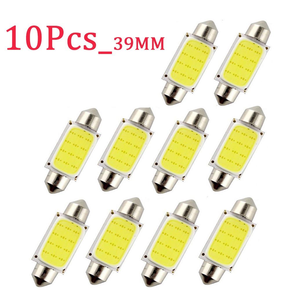 10 шт., 12 В/24 В, автомобильная светодиодная лампа COB C5W C10W, лампы 31 мм, 36 мм, 39 мм, 41 мм, автомобильный гирлянда, внутреннее освещение 6000K, авто купольный светильник, лампа для чтения на крыше
