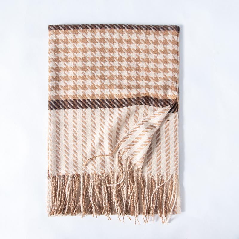 New Qianniao Grid Cashmere Like Scarf European And American Street Tassel Plaid Scarf WomenS Warm In Winter