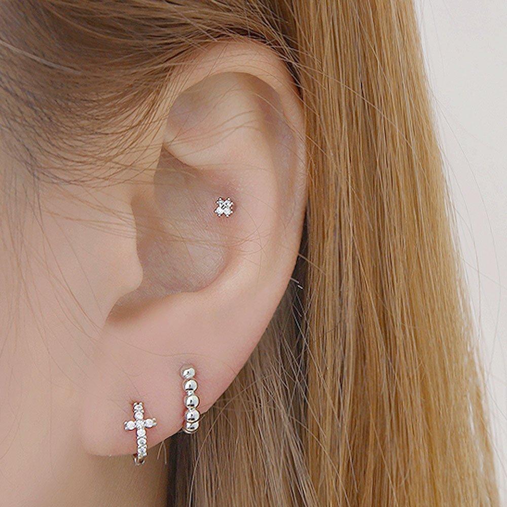 (1+1) Fashion Chrome Ring Piercing One Side Sale