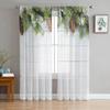 Рождественские тюлевые шторы с растениями из кедра для гостиной, спальни, кухни, украшения, шифоновая прозрачная вуаль, оконные шторы, драпировка