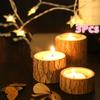 3pcs Wooden Candle Holders Rustic Party Wedding Decoration Succulent Plants Flowerpot Handicraft