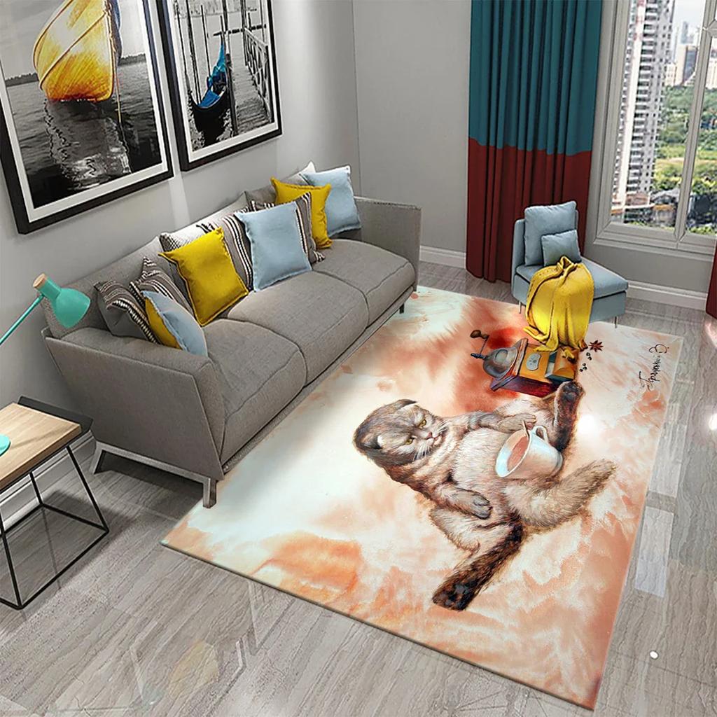 Милый Кот Масляная Живопись Ковер Ванная Комната Современный Нескользящий Дверной Коврик Кухня Дом Гостиная Спальня Смешной Декор Котика Напольный Коврик