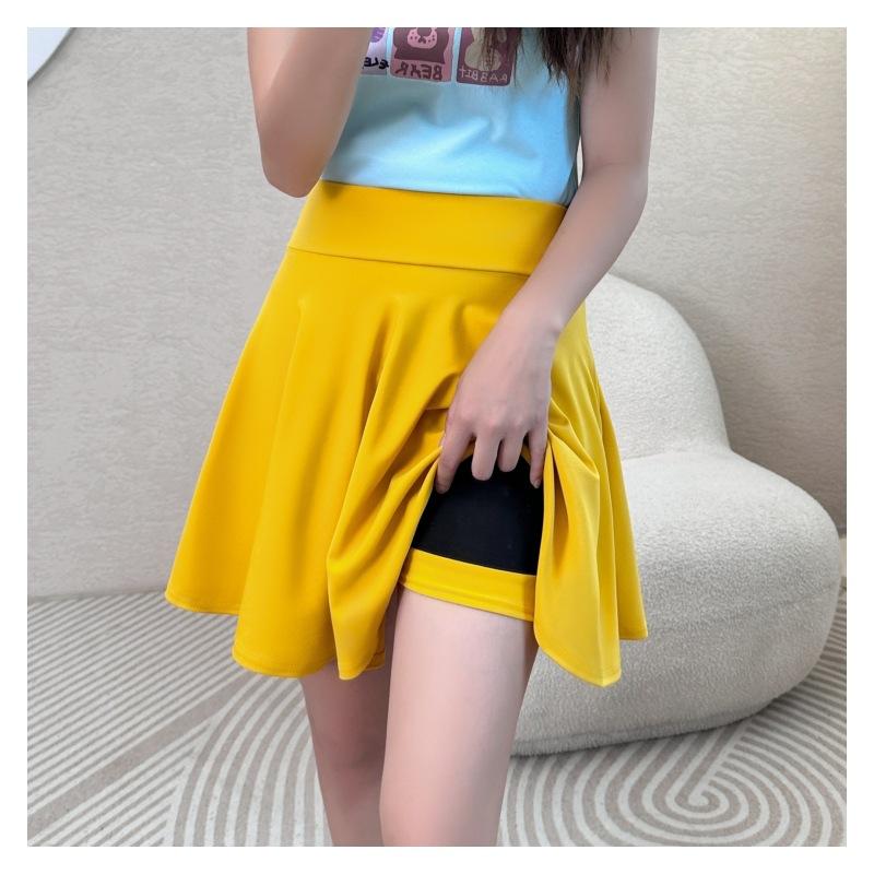 Расклешенные юбки, женские базовые шорты, юбка, модная универсальная черная повседневная мини-фигуристка, средняя плиссированная пышная юбка размера плюс