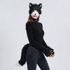 Funny Animal Costume Set Polyester Tail Mask Paw Gloves Full Set Plush Cosplay Mask  Masquerade