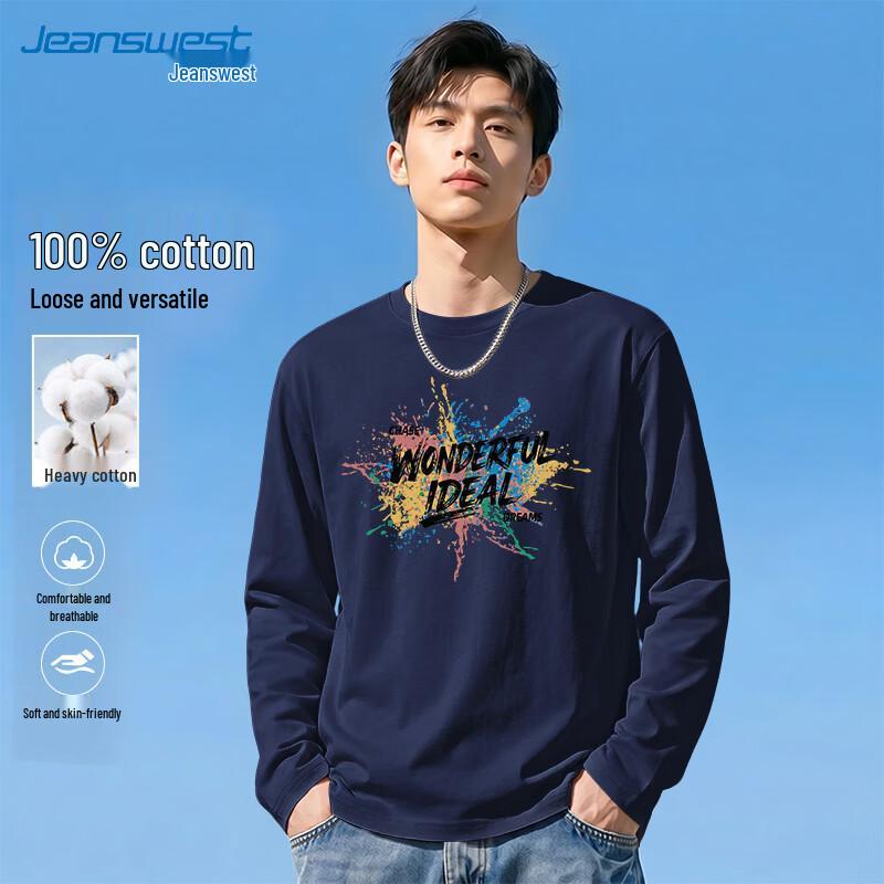 Мужская хлопковая футболка с длинным рукавом свободного кроя Jeanswest