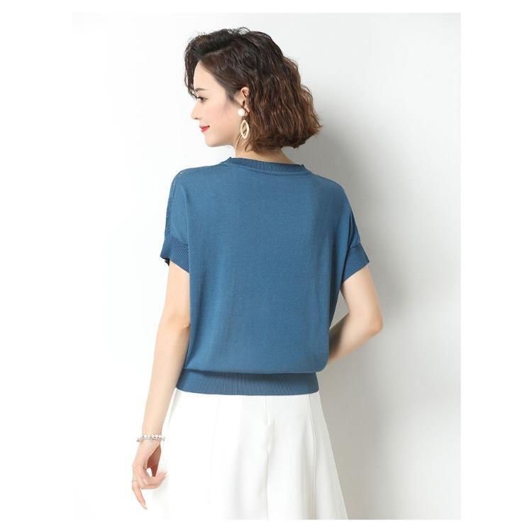 Женская трикотажная рубашка Ice Silk, футболка с короткими рукавами, летний новый дизайн, универсальный топ