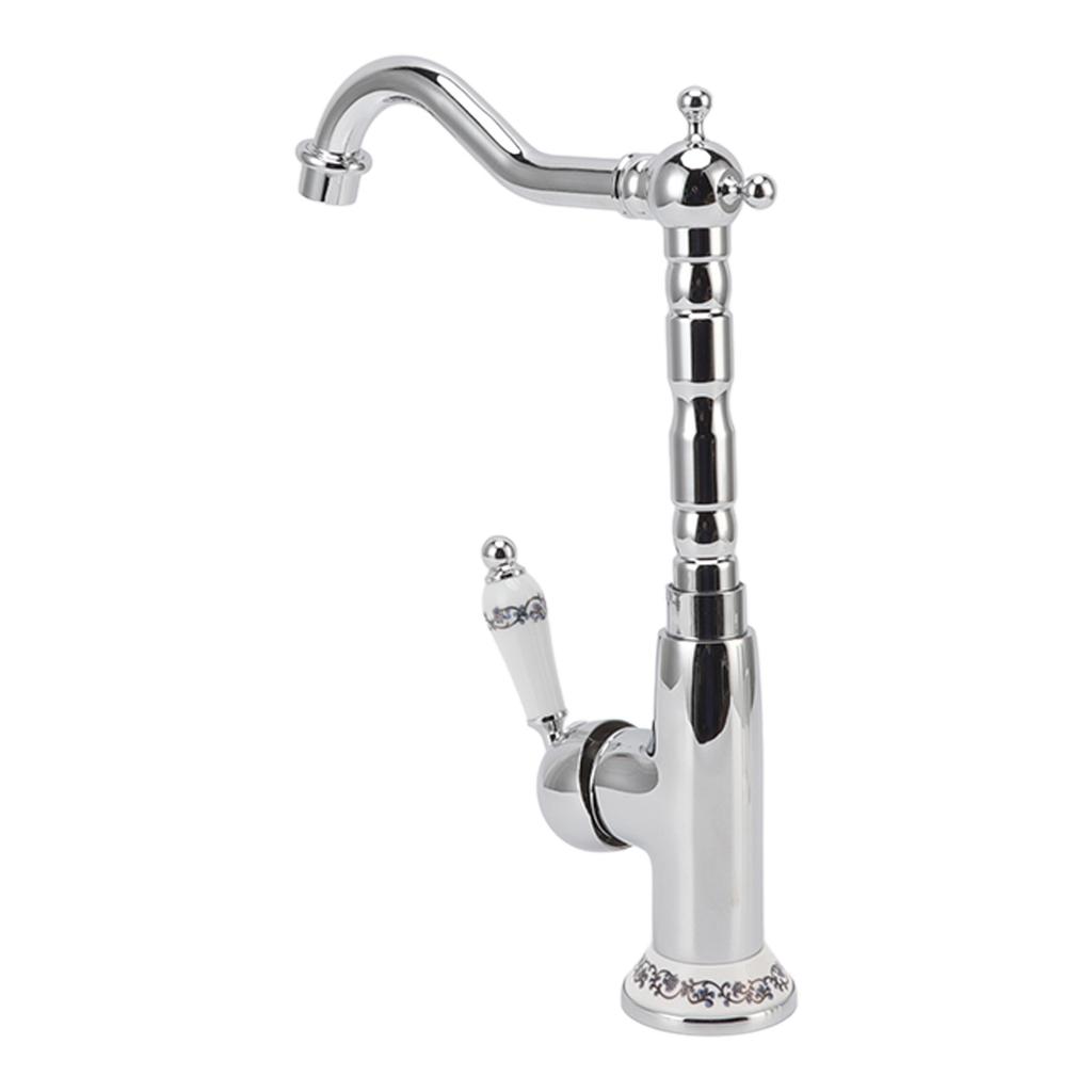 Водопроводный кран для ванной комнаты в стиле ретро, европейский стиль, латунь, гальваническое покрытие, с длинным изгибом шланга, смеситель для горячей и холодной воды