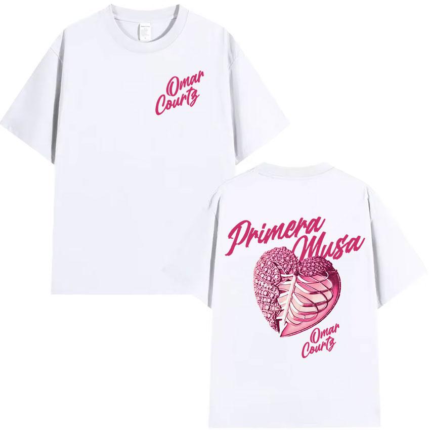 Rapper Omar Courtz Primera Musa 2025 Heart Graphic Tshirt Mens Clothing Hip Hop T Shirt Summer Top Oversized Tshirts Streetwear
