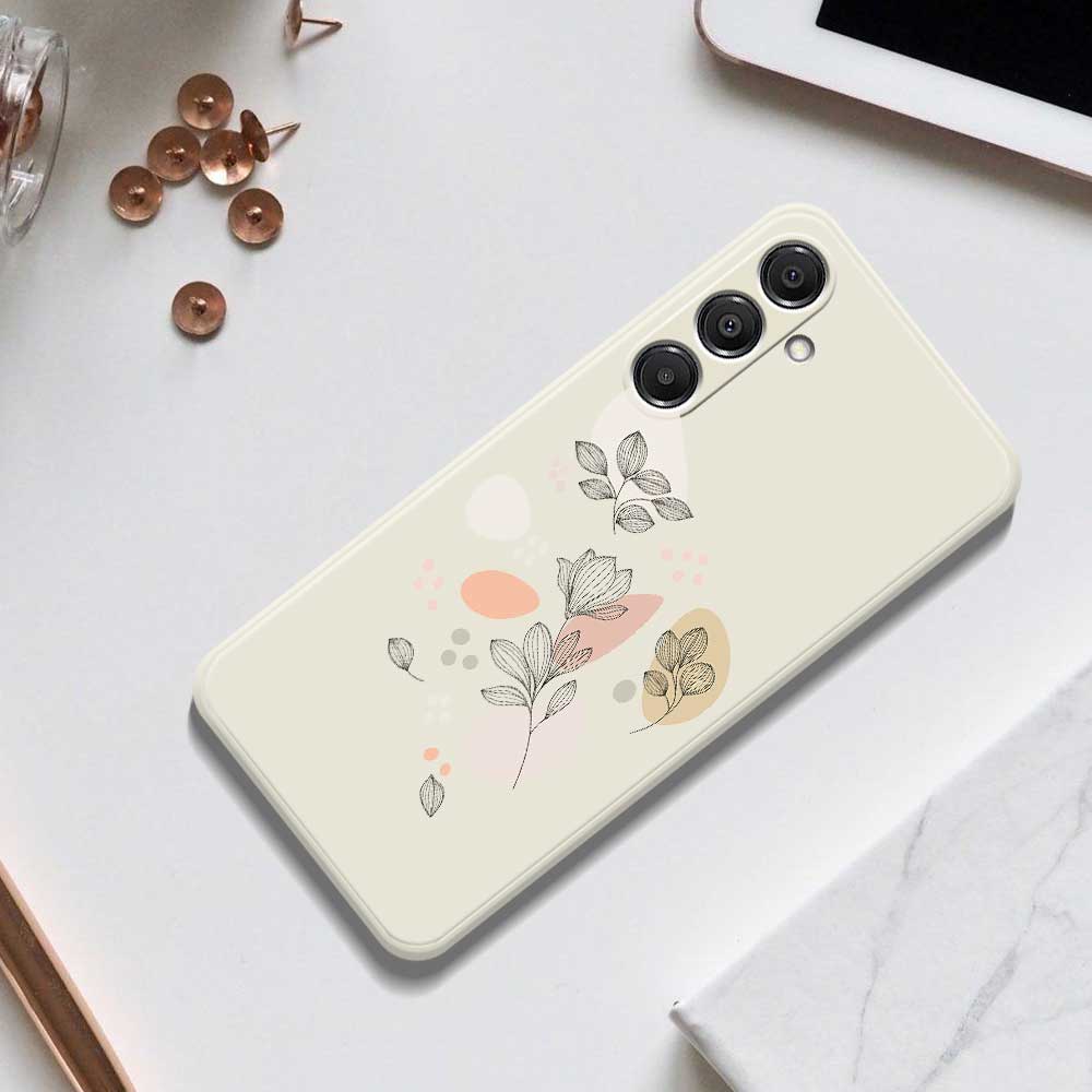 Чехол для Samsung Galaxy A16 5G/4G с принтом в виде эскиза листьев, ТПУ накладка на заднюю панель телефона с прямыми краями