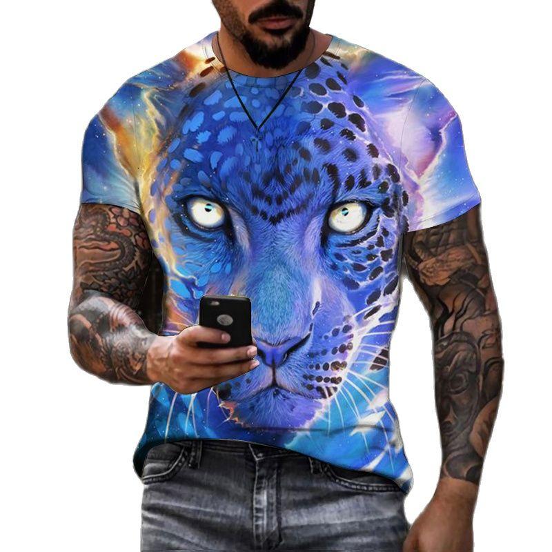 Новая летняя мужская футболка большого размера, повседневная футболка с тигром и леопардом, крутые футболки с 3D цифровым принтом для мужчин, футболка с короткими рукавами
