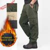 Мужские уличные брюки-карго с множеством карманов и флисовой подкладкой
