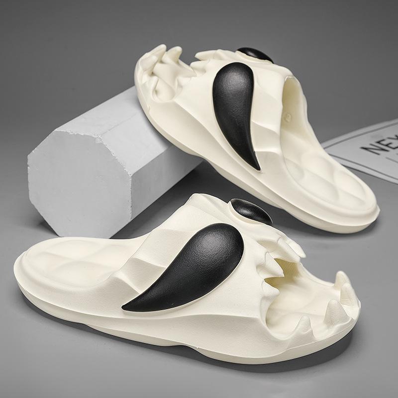 Новые персонализированные мужские тапочки с черепом 2024 года, летние шлепанцы для активного отдыха на толстой подошве, нескользящие женские сандалии для отдыха на пляже