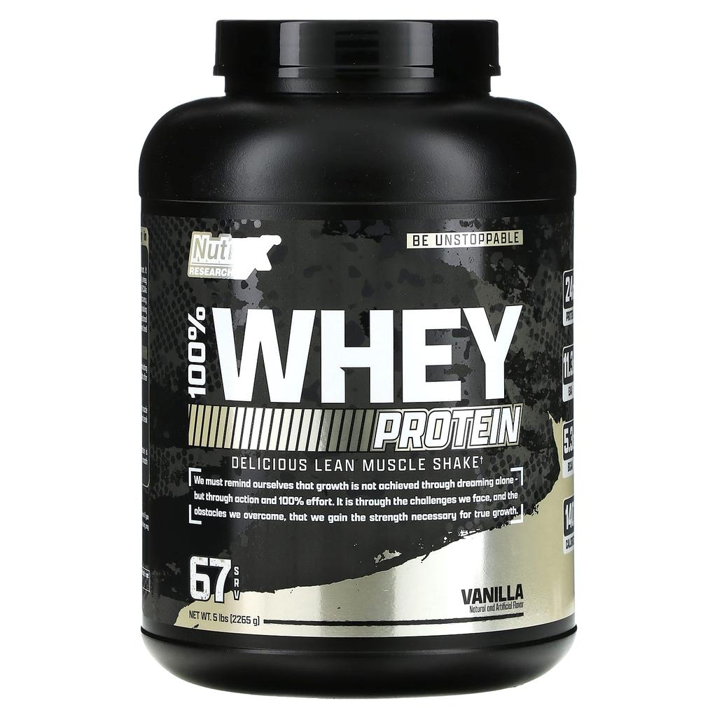 Nutrex Research 100% Whey Protein, Vanilla, 5 Lbs (2,265 G)