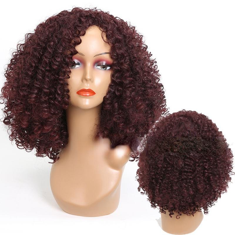 Afro Women Fashion Short Black Curly Wig Synthetic Hair for Women
