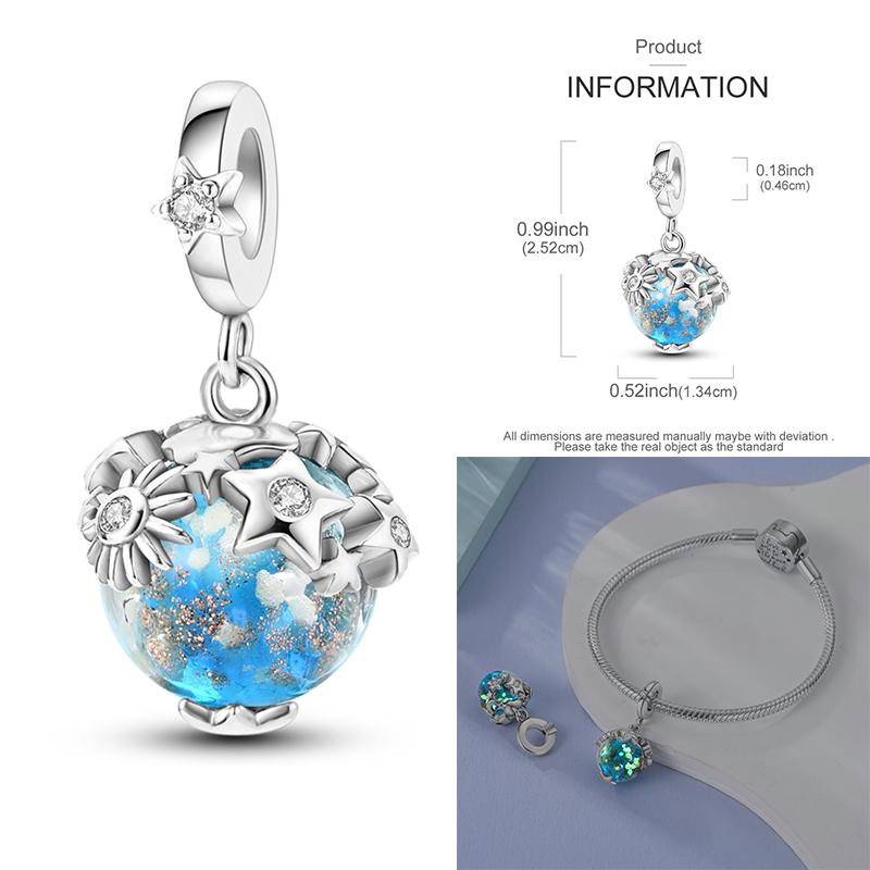 Оригинальные медные подвески-шармы из синей серии с кристаллами на удачу, бусины, подходят для оригинальных браслетов для женщин, подарок для DIY-украшений