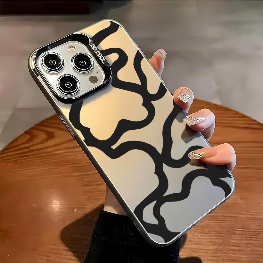 Чехол для iPhone 16 Pro Max 15 14 13 12 Plus 11 Роскошный Неправильные Линии Модный Матовый Аврора Лазерный Градиент Ударопрочный Чехол