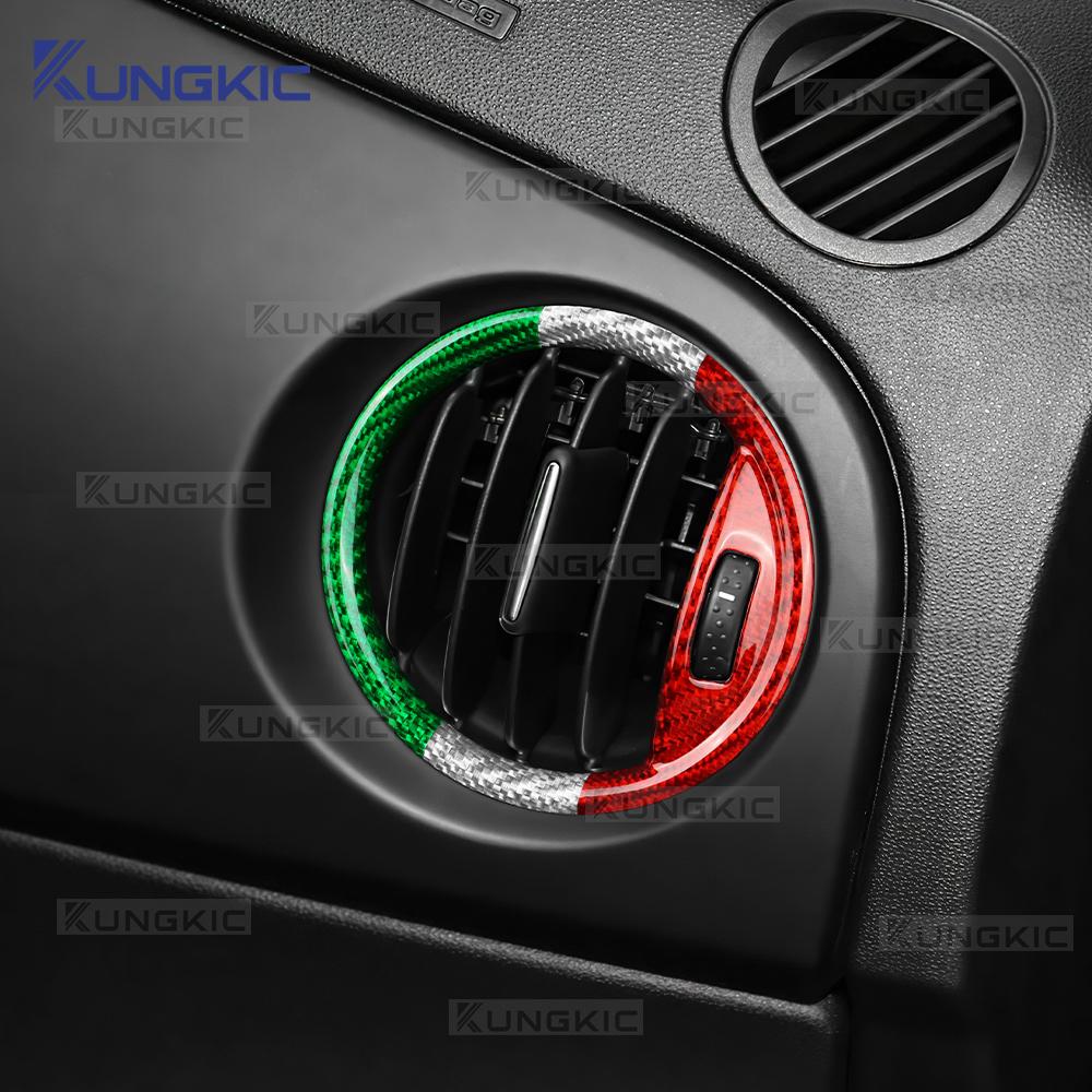 Для Abarth 595 Abarth 695 Fiat 500 2016-2019 2020 2021 2022 2023 2024 Настоящая твердая сухая трехцветная углеродная fiber наклейка на воздуховод автомобиля