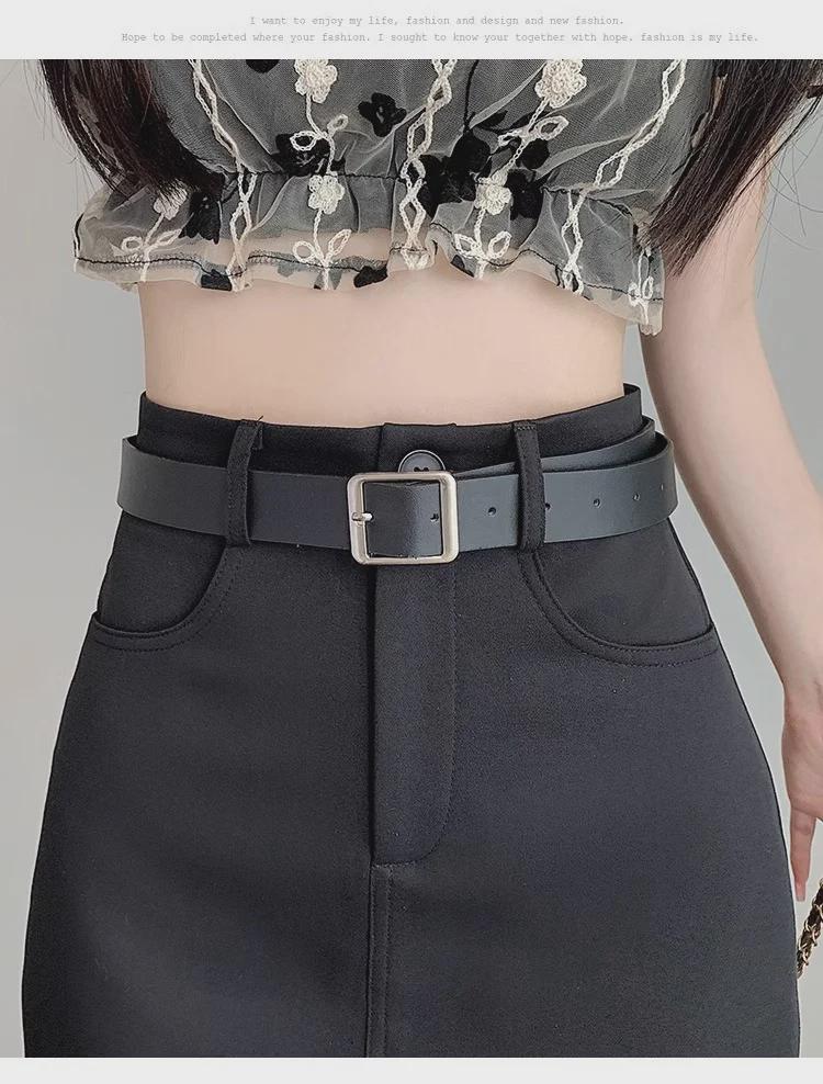 Серая женская юбка-трапеция с высокой талией, весна-лето 2024 г., рабочая юбка — узкая, короткая юбка-костюм