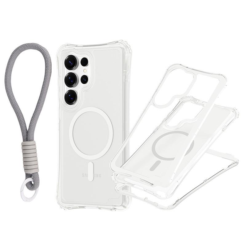 Магнитный чехол-накладка три-в-одном для мобильного телефона Samsung S25 ULTRA с ремешком, приятный на ощупь