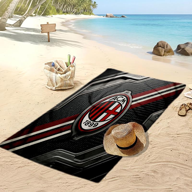 Пляжное полотенце с принтом AC Milan, быстросохнущее, мягкое, портативное, большое, прямоугольное, пляжное покрывало для путешествий, бассейна