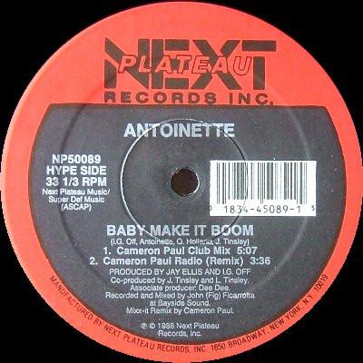 12-дюймовая пластинка ANTOINETTE - Baby Make It Boom NP50089 Next Plateau Re 1988 US Rap & Hip-Hop/R&B Б/у