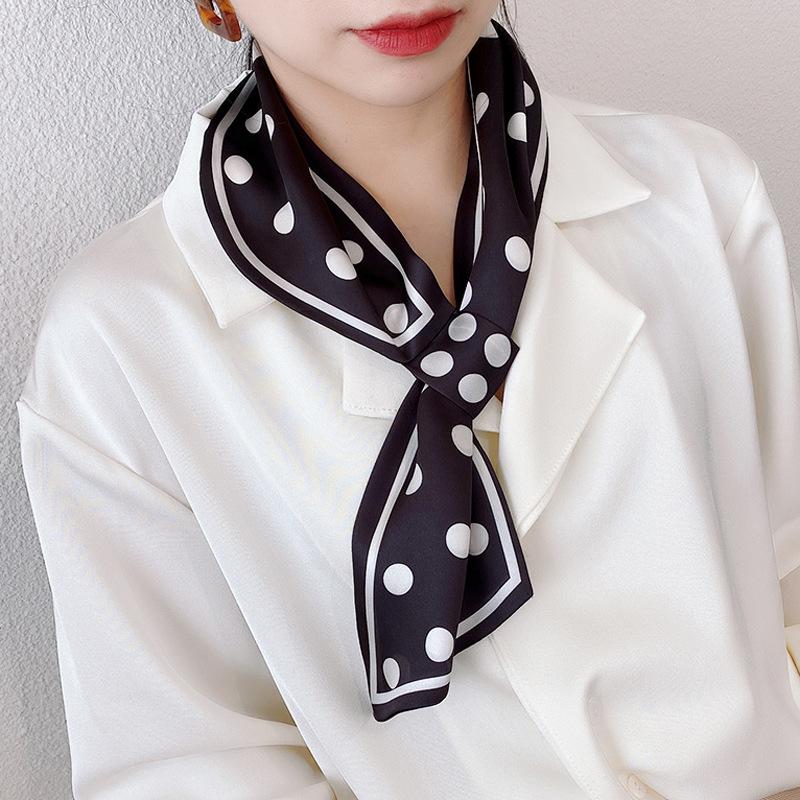 Silk Scarf Female Versatile Spring And Autumn Small Square Scarf Female Foreign Style Scarf Scarf Neck Protection Summer Scarf Silk Scarf Headband