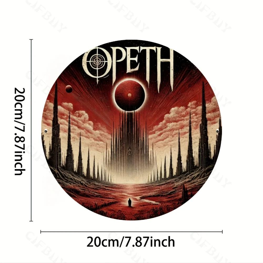 Round Metal Sign of Opeth Band, Aluminum Foil Engraved. Perfect for Home/Office Walls. A Durable Gift for Indoor or Outdoor Use.